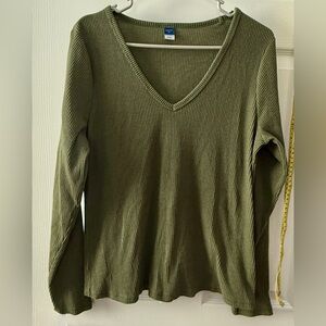 Old Navy Olive Long Sleeve Ribbed Top